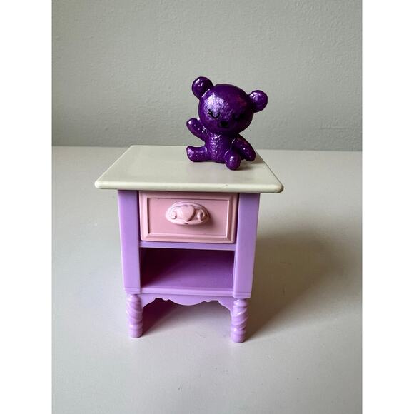 Loving Family Dollhouse Purple Pink White Night Stand Table Replacement Part - Picture 1 of 6